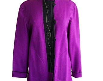 Vintage 80s Gloriah Walsh Purple Jacket Wool Felt Wearable Art