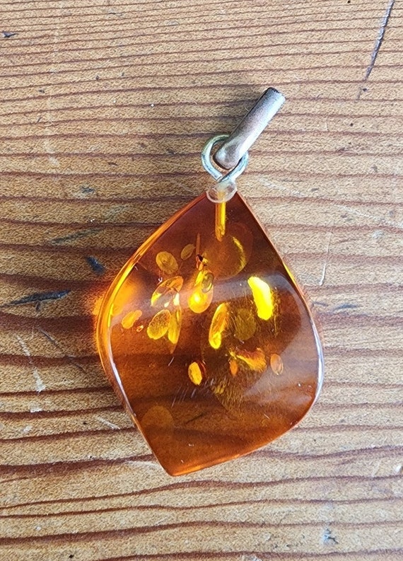 Vintage Amber Pendant Teardrop Shape - image 9
