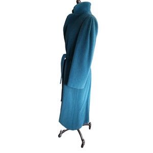 Vintage 80s Blue Wool Coat, Belted, Rosewin image 4