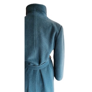 Vintage 80s Blue Wool Coat, Belted, Rosewin image 6