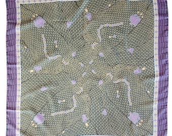 Vintage Bottega Veneta Silk Scarf Green Purple Jewelry Print