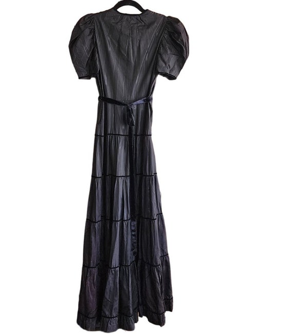 Vintage 30s Black Evening Dress Waterfall Taffeta… - image 3