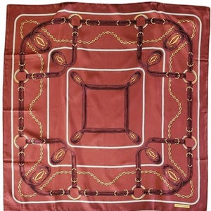 Vintage CARTIER Seidenschal Braun & Gold Print Square