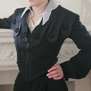 Antique Edwardian Jacket 1900s Black Satin w/Ribbon Embellishment image 10