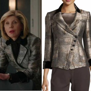 Armani Collezioni 2017 Blazer Silver Black Jacket Jacquard Print Asymmetrical Buttons 16