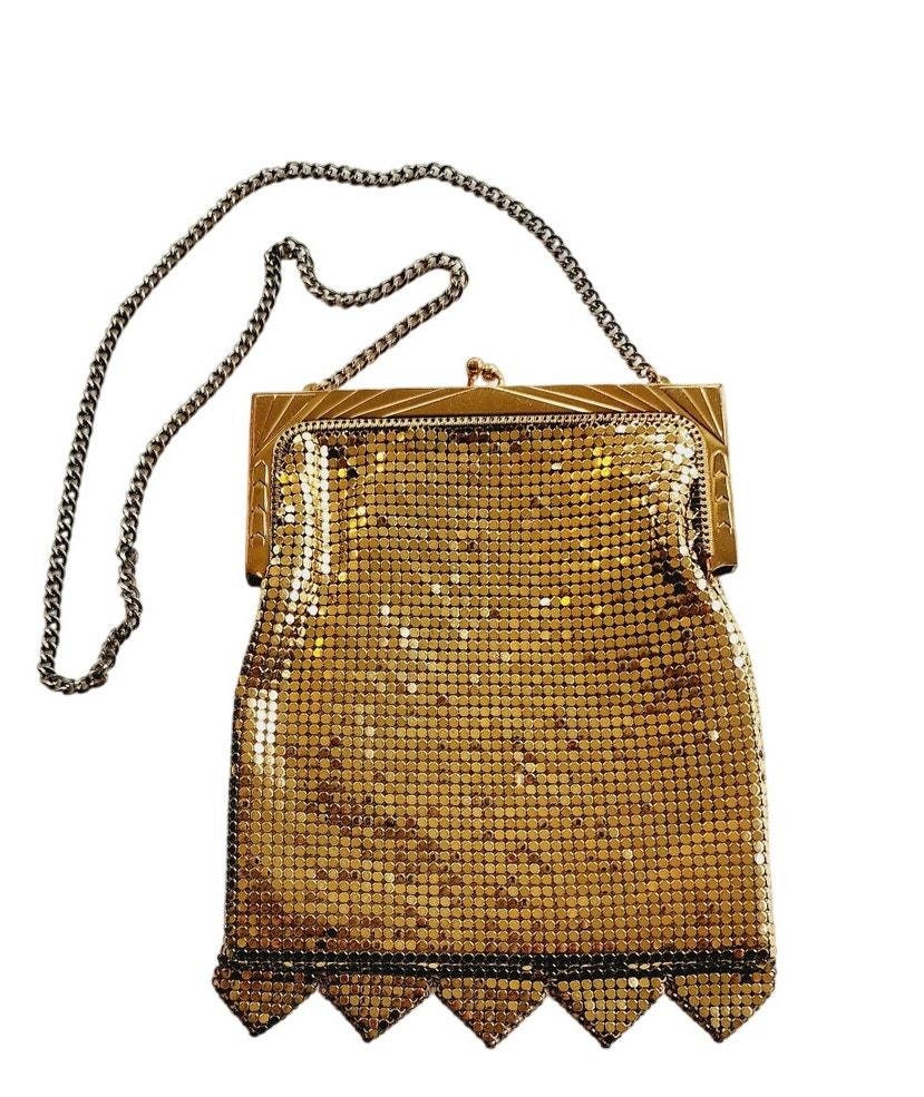 Vintage 40s Gold Mesh Hand Bag Whiting & Davis Art Deco Frame - Etsy