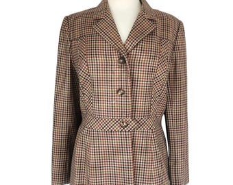 Vintage 70s Bill Blass Wool Blazer Houndstooth Wool Jacket Neiman Marcus / L