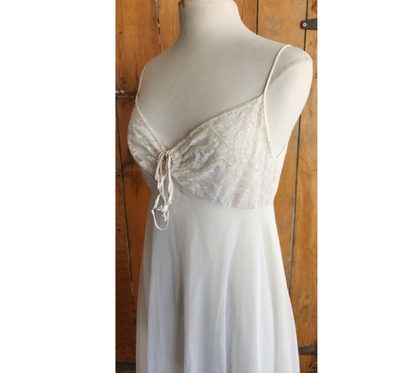 Vintage 50s Peignoir White Nylon Robe + Slip Dres… - image 7