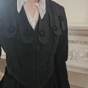 Antique Edwardian Jacket 1900s Black Satin w/Ribbon Embellishment image 3