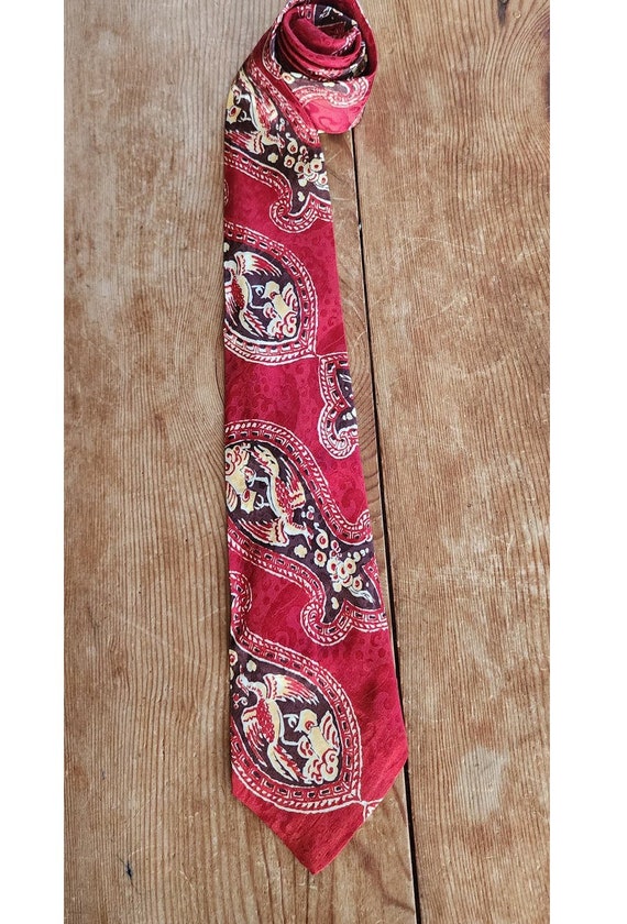 Vintage 40s Mens Tie Altman Cravats Pagoda Prints… - image 8