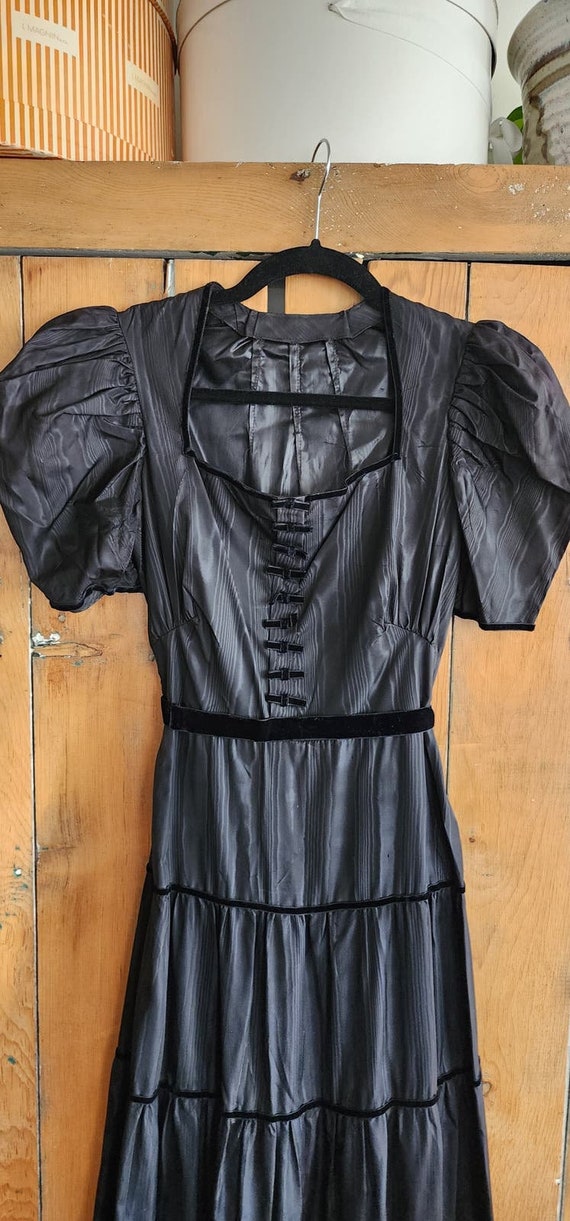 Vintage 30s Black Evening Dress Waterfall Taffeta… - image 6