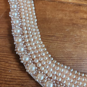Vintage 50s Beaded Collar Necklace Choker Cream Faux Pearl image 10