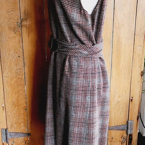 Vintage 70s Plaid Dress Pendleton Sleeveless Belted Brown Tartan image 7
