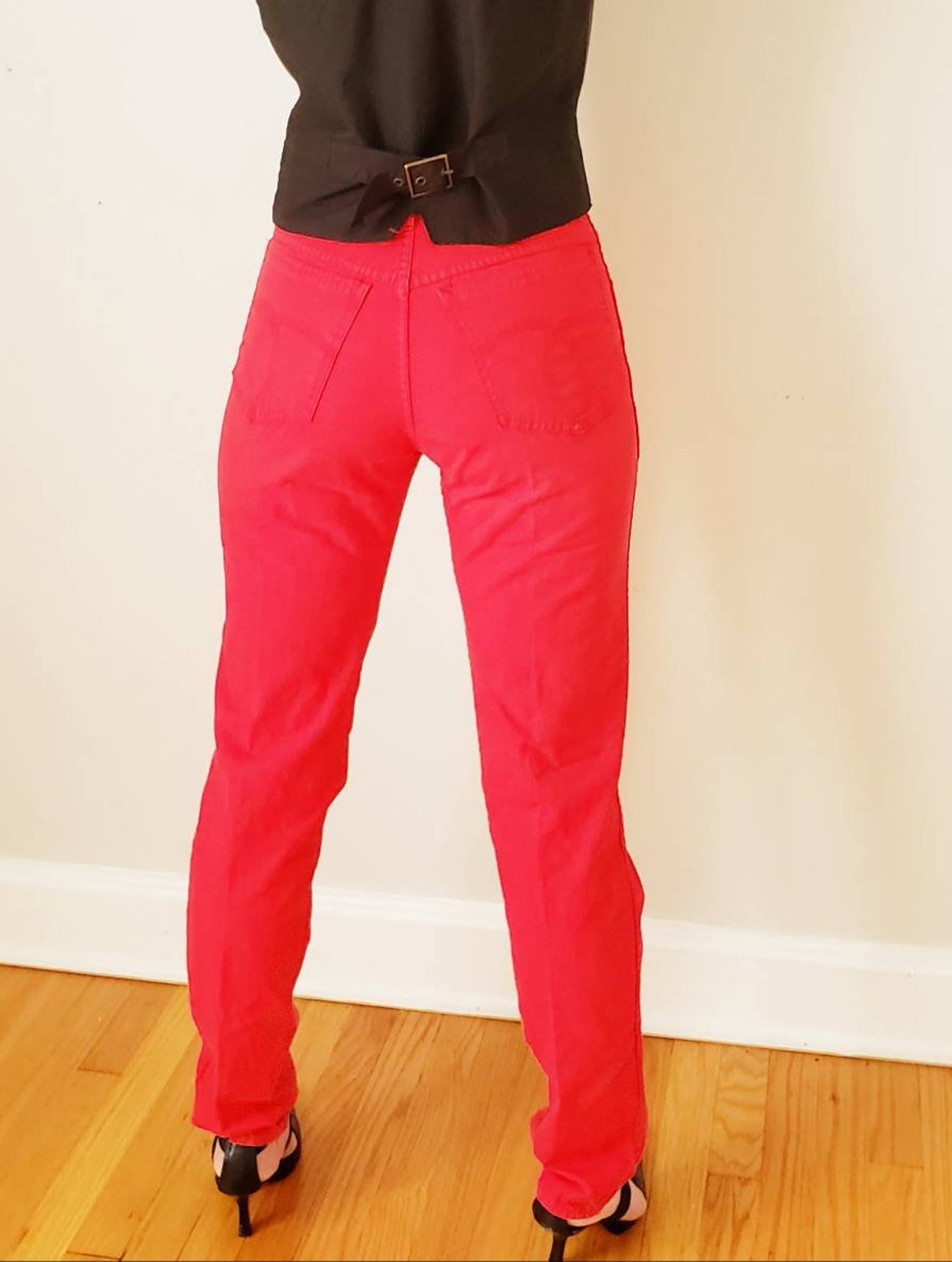 Vintage Fiorucci Red Pants Safety Jeans /70s 80s Disco Fitted | Etsy