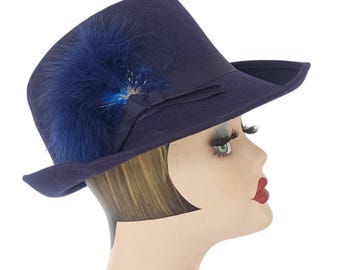 Vintage 50s Bes-ben Hat Blue Crystal Floral Crown Fascinator  display picture 1