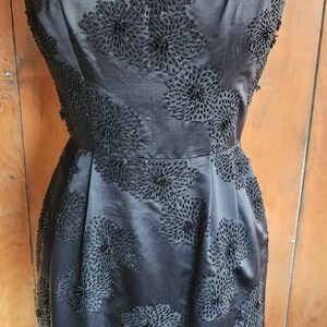 60s Black Silk Party Dresses Heavy Beading Imperial House Hong Kong image 4