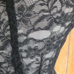 Vintage 50s Black Party Dress Tulle Lace Rhinestones M image 10