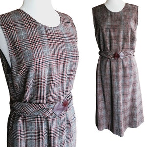Vintage 70s Plaid Dress Pendleton Sleeveless Belted Brown Tartan image 1