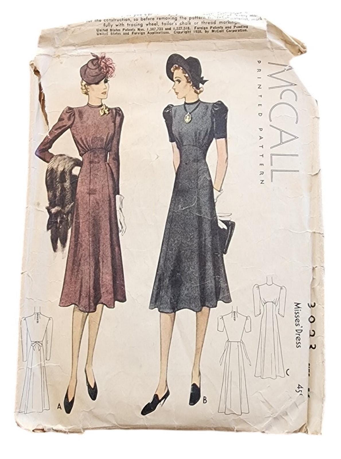 Vintage 30s Sewing Pattern Original: Dress Mccall's 3023 Canada