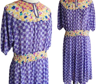 Vintage 80s Diane Freis Dress Multicolored Print