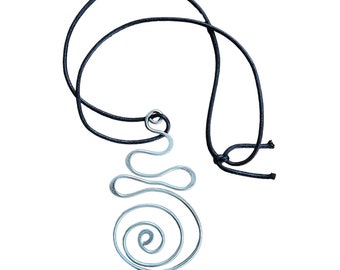 Vintage Silver Spiral Pendant Necklace