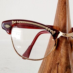 Vintage 50s Eye Glasses Dark Red & Gold by Art Craft image 3