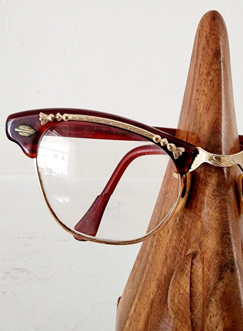 Vintage 50s Eye Glasses Dark Red & Gold by Art Craft image 3