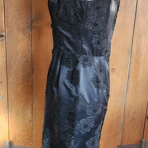60s Black Silk Party Dresses Heavy Beading Imperial House Hong Kong image 3