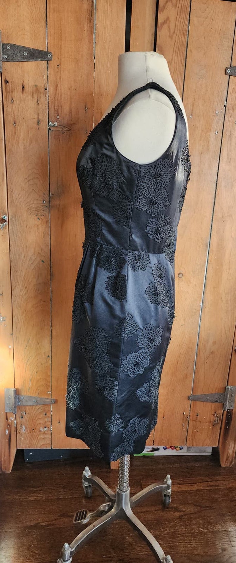 60s Black Silk Party Dresses Heavy Beading Imperial House Hong Kong image 3