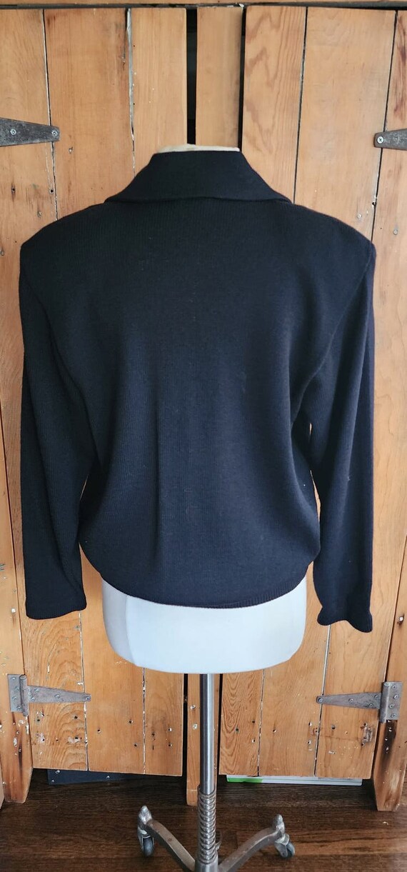 Vintage 80s Black Knit Wool Jacket St John Skene - image 8