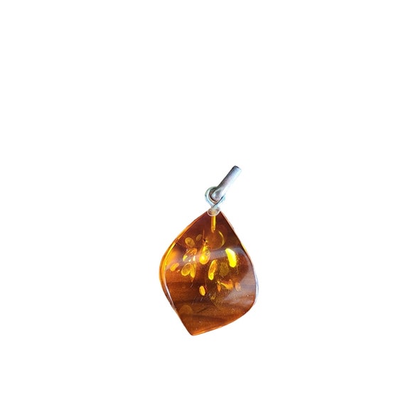 Vintage Amber Pendant Teardrop Shape - image 6