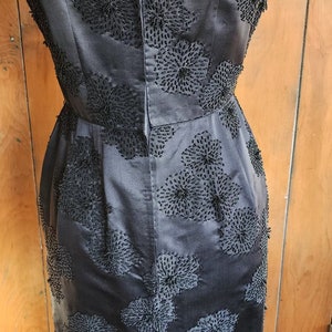 60s Black Silk Party Dresses Heavy Beading Imperial House Hong Kong image 8