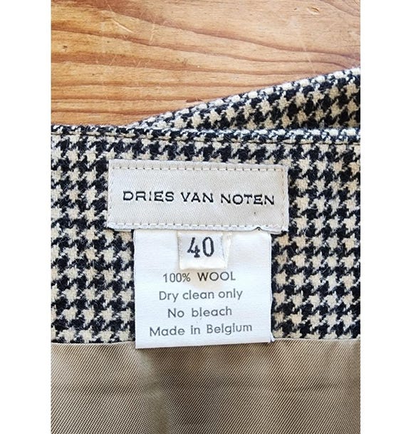Vintage Dries Van Noten Wool Skirt Houndstooth Pattern W