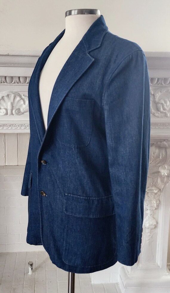 80s Blue Denim Blazer Oversized Jacket by Ralph Laure… Gem