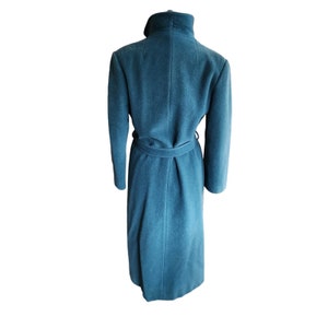 Vintage 80s Blue Wool Coat, Belted, Rosewin image 5