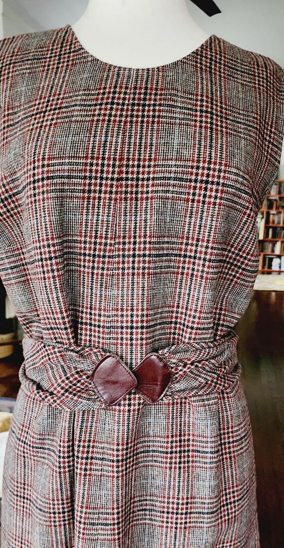 Vintage 70s Plaid Dress Pendleton Sleeveless Belt… - image 5