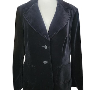 Vintage Escada Blazer Black Velvet Jacket / 44