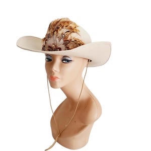 Vintage  Mens Cowboy Hat w/Feather by Rockmount Wind River 1850 Size 7 1/4