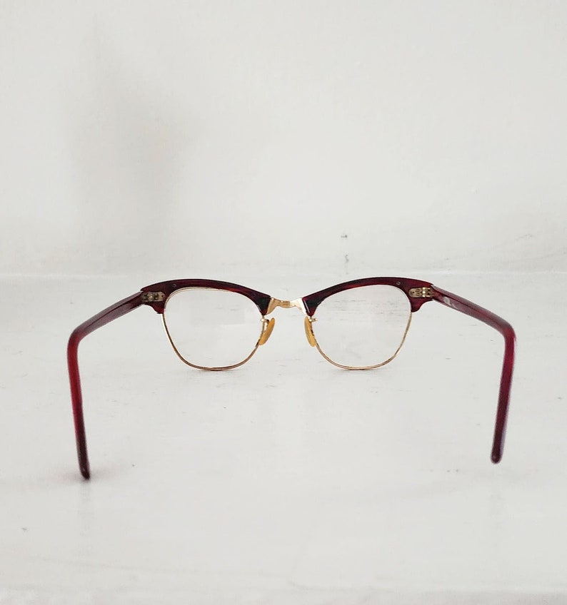 Vintage 50s Eye Glasses Dark Red & Gold by Art Craft image 7