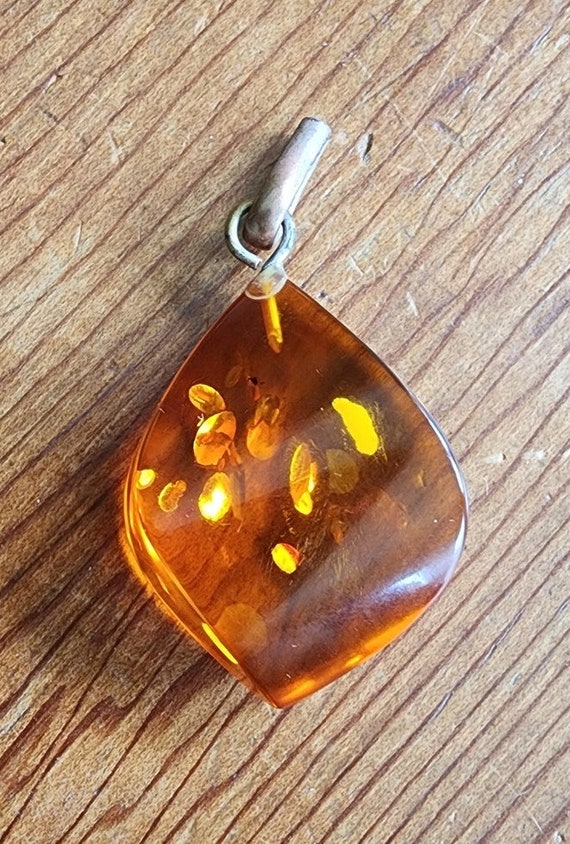 Vintage Amber Pendant Teardrop Shape - image 7
