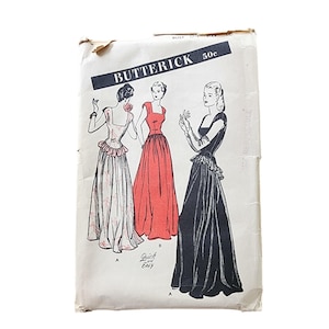 Vintage 40s Sewing Pattern: Dance Dress Butterick 3836 Size 34 Complete/Unused