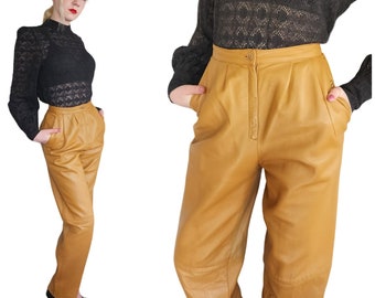 Vintage 80s Leather Pants Butterscotch Light Brown Betty Hanson