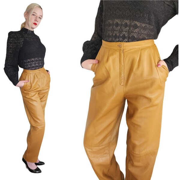 Vintage 80s Leather Pants Butterscotch Light Brown Betty Hanson