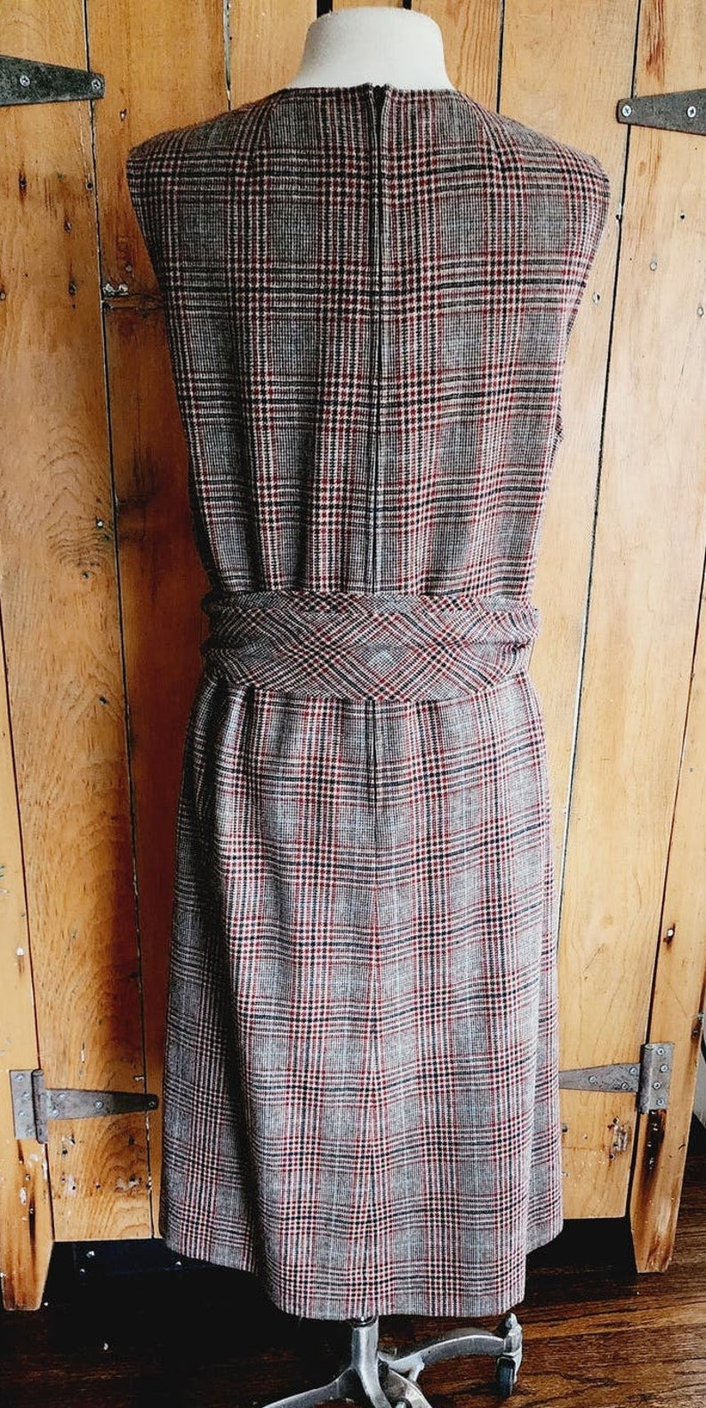 Vintage 70s Plaid Dress Pendleton Sleeveless Belted Brown Tartan image 9