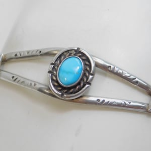 Vintage Sterling Silver Native American Turquoise Cuff Bracelet Measures 14.45mm Wide Free Shipping