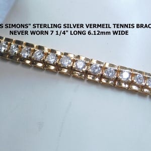 Vintage "Ross Simons" Sterling Silver Vermeil Cubic Zirconia Tennis Bracelet NEW Never Worn  7 1/4" 6.12mm Wide FREE SHIPPING