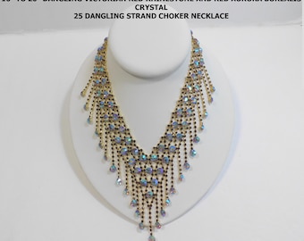 Victorian Red Rhinestone Aurora Borealis Crystal Choker