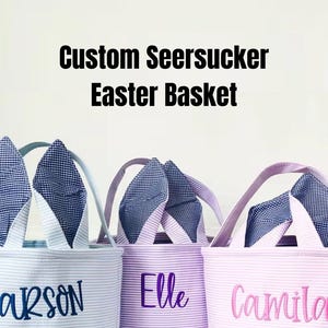 Personalisiertes Osterkörbchen mit Hasenohren - Ideales besticktes Geschenk für Jungen und Mädchen zu Ostern - Personalisiertes Ostergeschenk