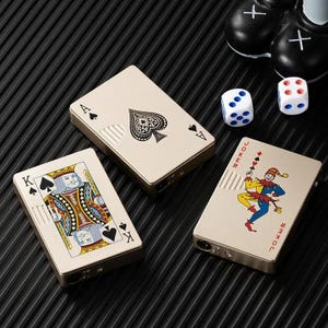 Isqueiro de butano criativo com cartas de baralho Ás de Espadas, reto, de metal, à prova de vento, presente engraçado para homens, acessórios para fumar
