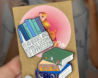 Book Stack Enamel Pin - Read Books, Dismantle Systems